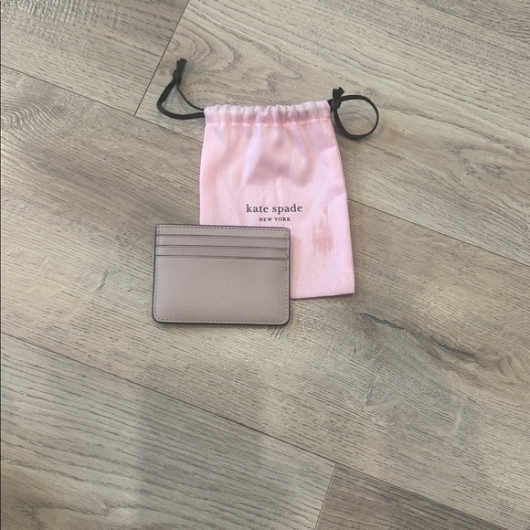 Kate Spade Taupe Card Holder with Pink Pouch - Picture 3 of 4
